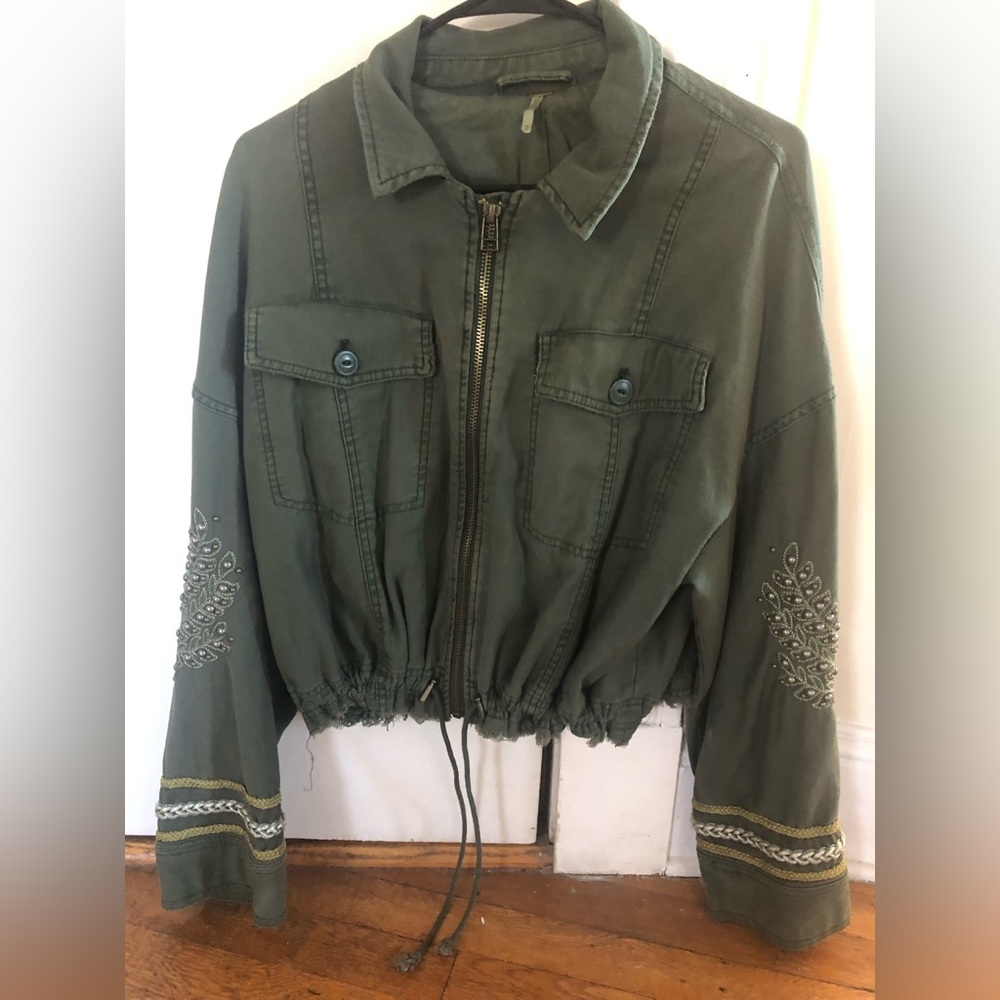 Free People Army Jacket with jewel detailing
